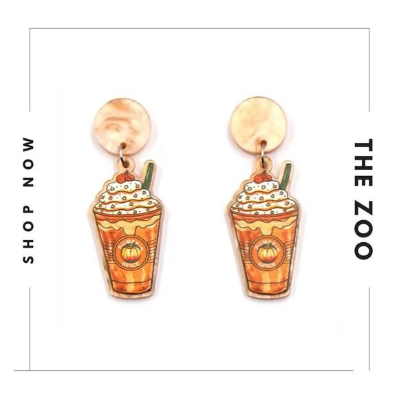 Pumpkin Spice Latte Earrings PSL - Picture 1 of 1